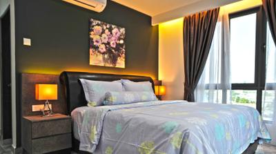 The Resident - Ampang South, Spazio Design Sdn Bhd, Contemporary, Modern, Bedroom, Condo, Bed, Furniture, Home Decor, Quilt