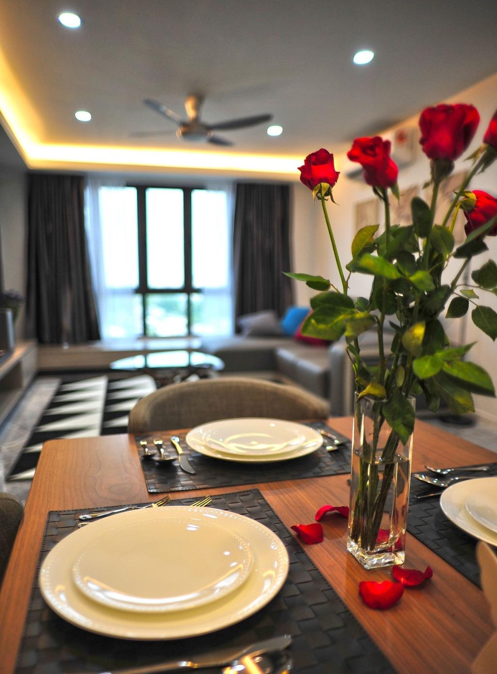 Contemporary, Condo, Dining Room, The Resident - Ampang South, Interior Designer, Spazio Design Sdn Bhd, Modern, Flora, Jar, Plant, Potted Plant, Pottery, Vase, Cutlery, Fork, Indoors, Interior Design, Room, Dining Table, Furniture, Table