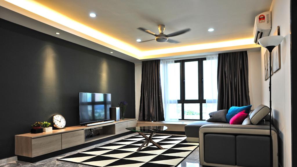 Contemporary, Condo, Living Room, The Resident - Ampang South, Interior Designer, Spazio Design Sdn Bhd, Modern, Indoors, Room, Flooring, Window, Carpet, Home Decor, Interior Design