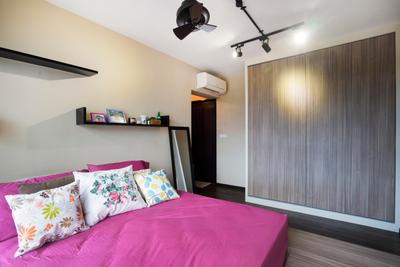 Edgefield Plains (Block 670B), Cozy Ideas, Scandinavian, Bedroom, HDB, Wood Wardrobe, Pink Bed, Indoors, Interior Design, Room