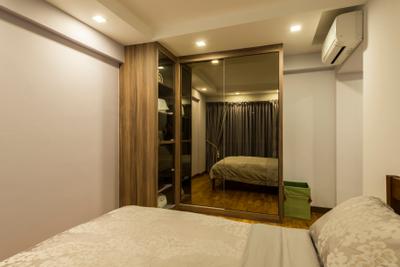 Punggol Drive (Block 677C), ProjectGuru, Contemporary, Bedroom, HDB, L Shaped Wardrobe, Master Bed, Downlights, Bed, Furniture, Indoors, Room, Interior Design
