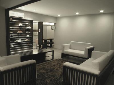 Ang Mo Kio, Metamorph Design, Modern, Living Room, HDB, Concealed Lighting, Display Shelf, Display Shelves, Furniture, Chair, Couch