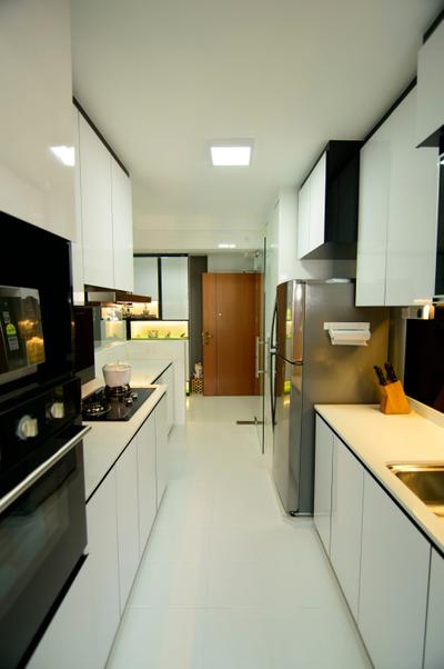 Fernvale Link, ID Gallery Interior, Modern, Kitchen, HDB, Recessed Lights, Kitchen Cupboards