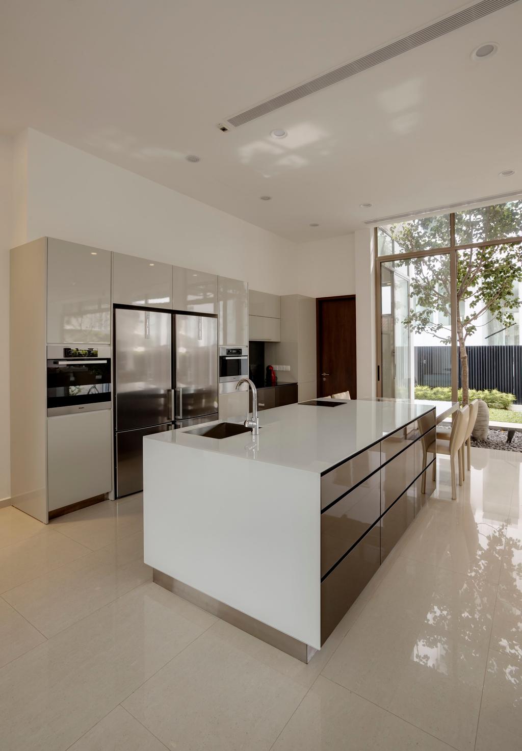 Modern, Landed, Kitchen, 21 Jalan Mariam, Architect, Lim Ai Tiong (LATO) Architects, Indoors, Interior Design, Aisle, Dining Table, Furniture, Table