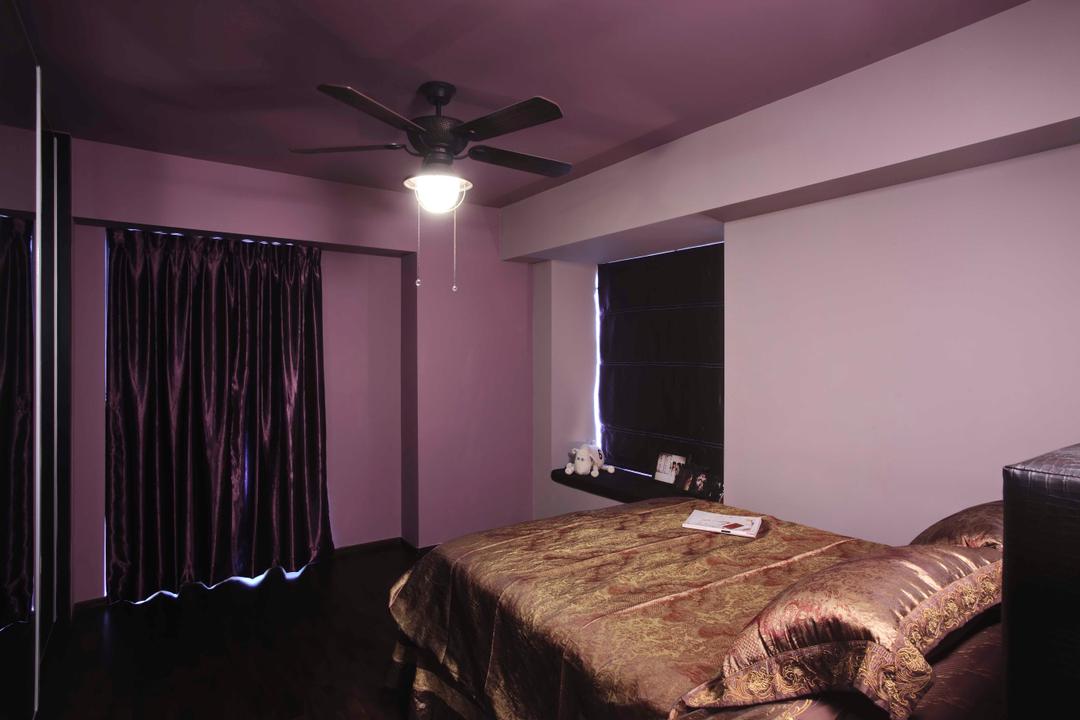 The Pinnacle@Duxton, The Design Practice, Modern, Bedroom, HDB, Ceiling Fan, Full Length Curtain, Lilac, Indoors, Interior Design, Room