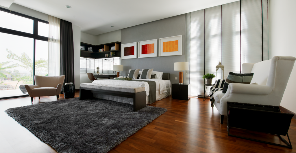 Modern, Landed, Bedroom, The Straits View Residences, Interior Designer, Oriwise Sdn Bhd, Hardwood, Wood, Indoors, Room, Chair, Furniture