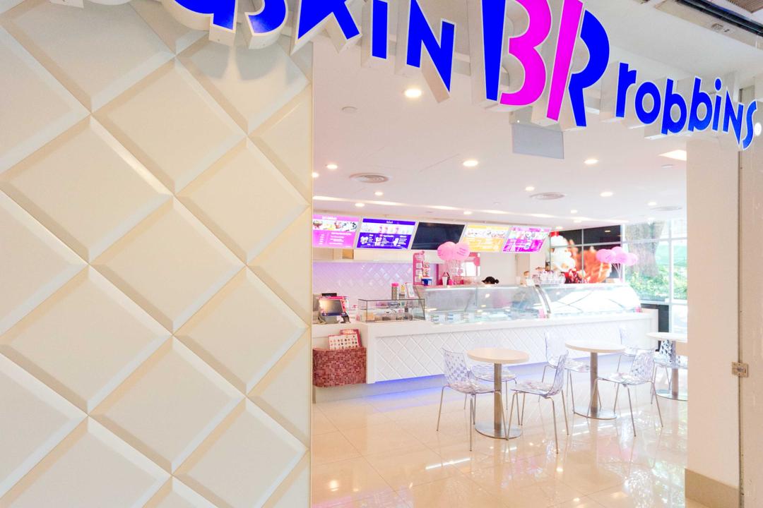 Baskin Robbins (Plaza Singapura), Unity ID, Eclectic, Commercial, Shop Exterior, Shop Front, Shop Entrance, Entrance, Exterior, Exit, White, Tile, Tiles, Quilted