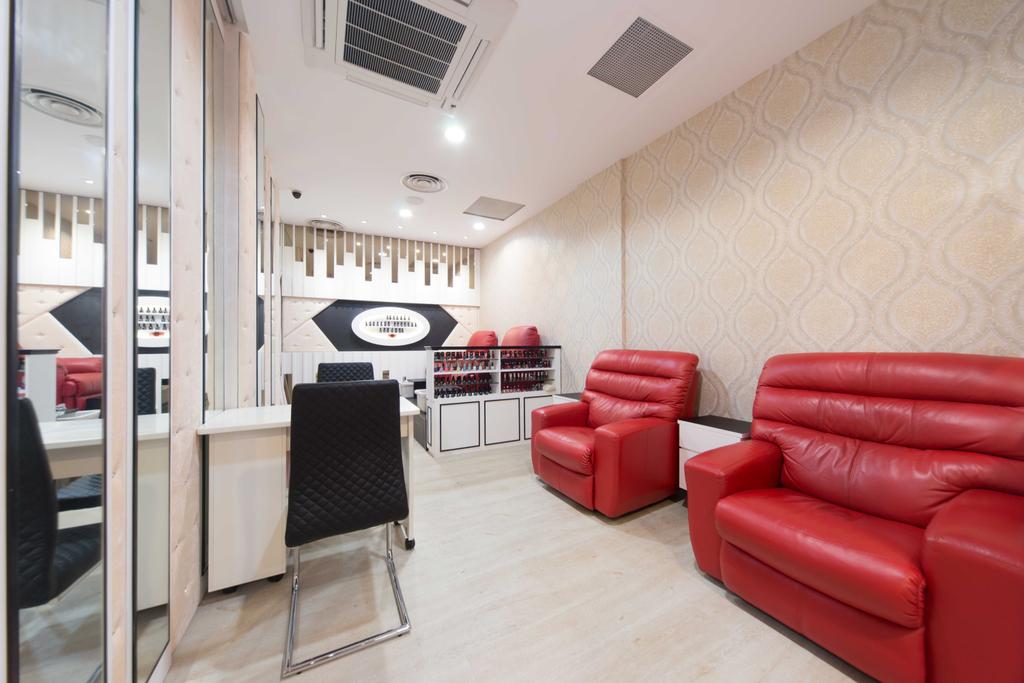 Clementi 2, Commercial, Interior Designer, Unity ID, Contemporary, Wooden Laminate, Wooden Flooring, Red Chairs, Sofa, Wallpaper