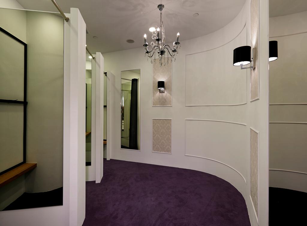 Tampines One, Commercial, Interior Designer, DC Vision Design, Modern, Wall Mounted Lights, Chandelier, Purple Carpet, Mirror, White Ceramic Wall, Curved Wall, Built In Mirror