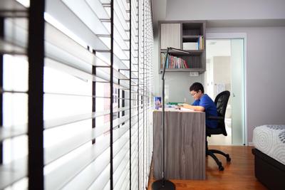 Pavilion Place, Space Define Interior, Modern, Study, Landed, Blinds, Study Desk, Venetian Blinds, Standing Lamp, Wall Mounted Storage, Cube Storage Unit