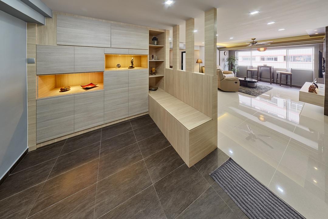 Choa Chu Kang Street 62 (Block 606), Absolook Interior Design, Transitional, Living Room, HDB, Built In Shelves, , Wooden Floor Tiles, Wooden Cabinet, Recessed Lights, Marble Floor, Flooring