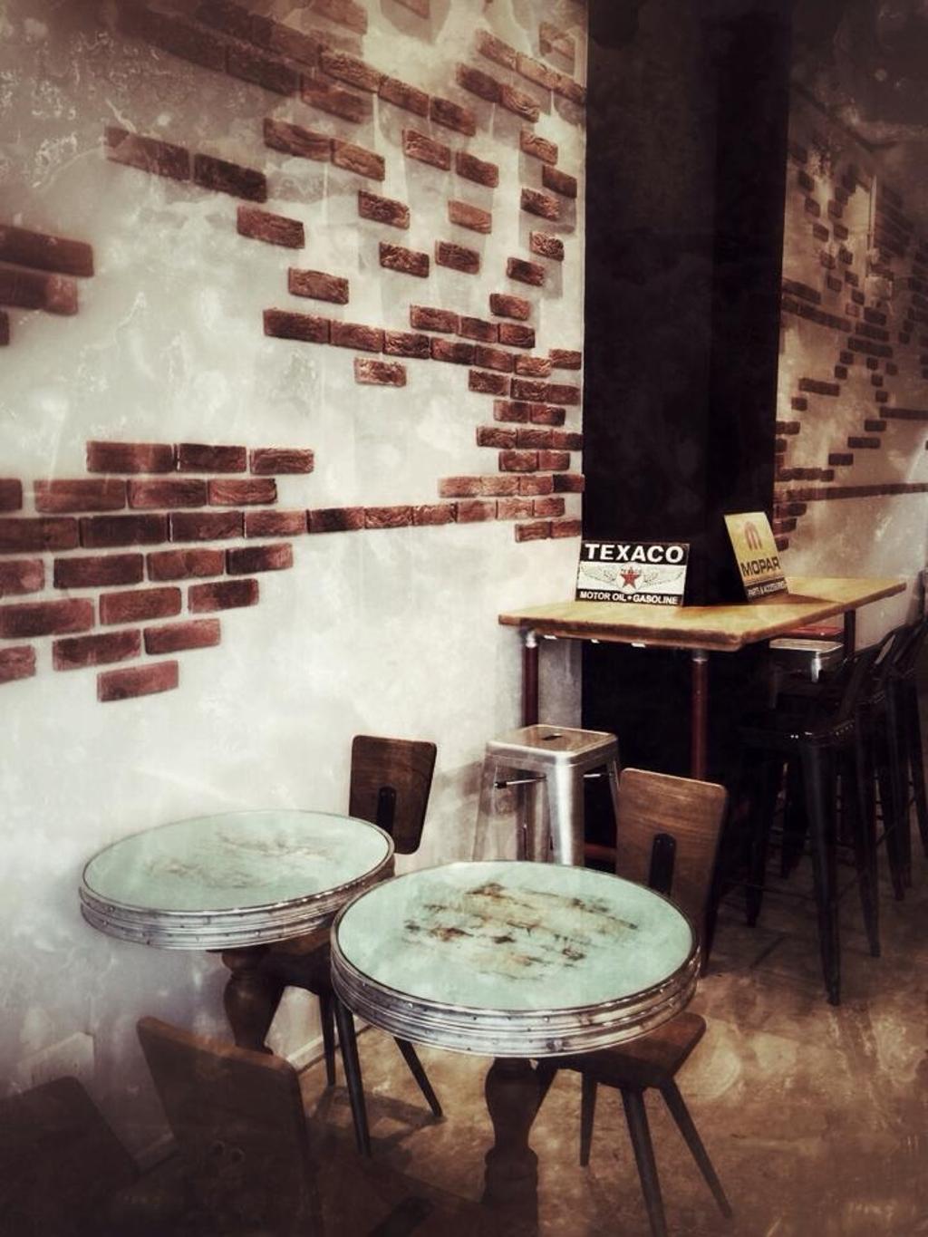 Carol Mel Cafe, Commercial, Interior Designer, Space Atelier, Industrial, Red Brick Wall, Round Tables, Cup, Dish, Food, Meal, Plate