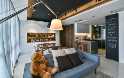 Tepee's Residence, The Capers, Surface R Sdn. Bhd., Minimalist, Scandinavian, Living Room, Condo, Blackboard, Teddy Bear, Toy, Couch, Furniture, Indoors, Interior Design