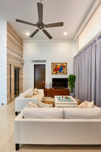 Siak Kew Avenue, DC Vision Design, Traditional, Living Room, Landed, Comfy Sofa, Downlights, Tv Wall Panel, Elevator, Curtains, Tv Console Table, Fluffy Carpet, High Ceiling