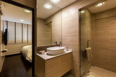 Bukit Batok Central (Block 120), The Interior Lab, Modern, Bathroom, HDB, Vessel Sink, White Sink Countertop, Downlights, Built In Mirror, Indoors, Interior Design, Room, Bedroom