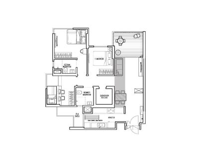 Parkland Residences, Aart Boxx Interior, Scandinavian, HDB, Floorplan, Diagram, Plan