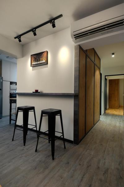 Tiong Bahru View, Aart Boxx Interior, , Dining Room, , Wall Mounted Table, Portrait, Ceiling Spotlight, Wood, Wooden Flooring, Studio Ceiling Light, High Chair, High Dining Chairs, Bar Stool, Furniture, Building, Housing, Indoors, Loft, Chair