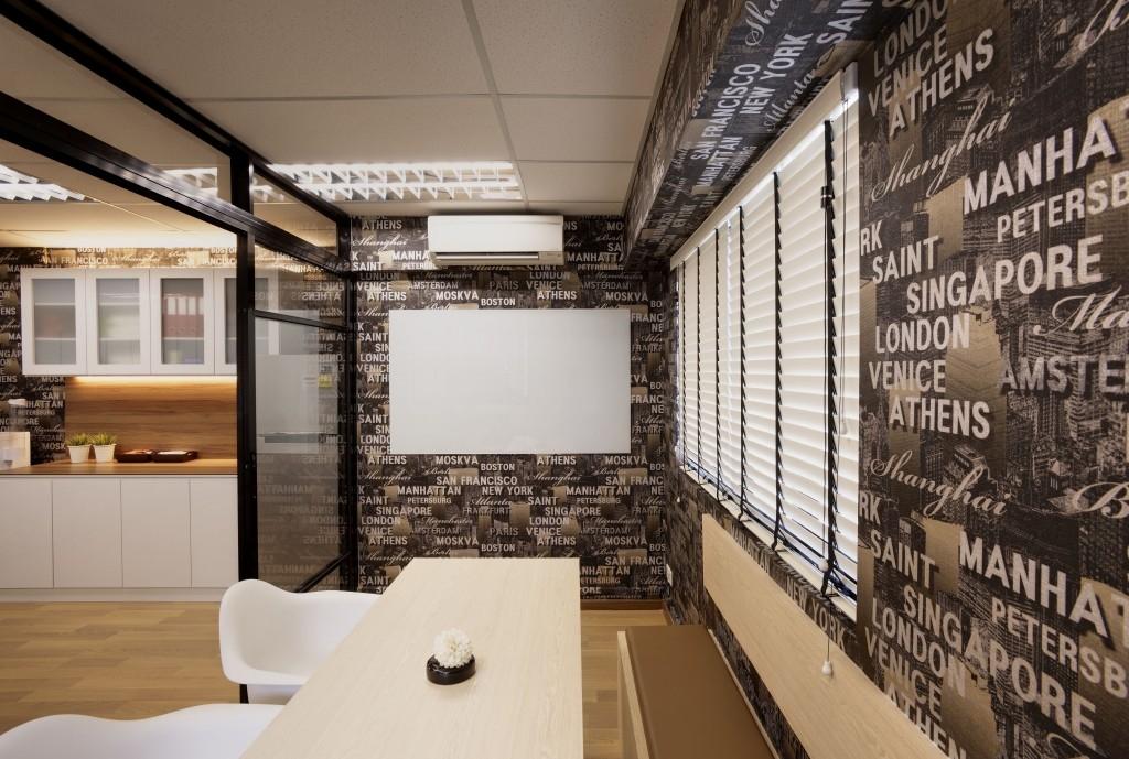 Tras Street, Commercial, Interior Designer, Earth Interior Design, Contemporary, Wooden Floor, Artsy, Walls With Wording Patterns, White Laminated Table, Wooden Bench, Roll Up Down Curtain, White Chair, Ceiling Lights, White Board, Brochure, Flyer, Paper, Poster