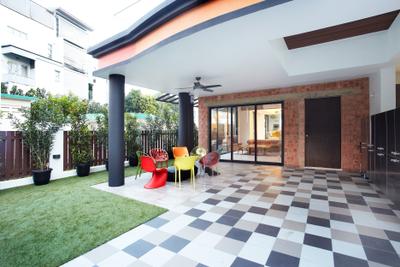 Eng Kong Terrace, Free Space Intent, Eclectic, Garden, Landed, Checkered Tiles, Outdoor, Building, House, Housing, Villa, Brick