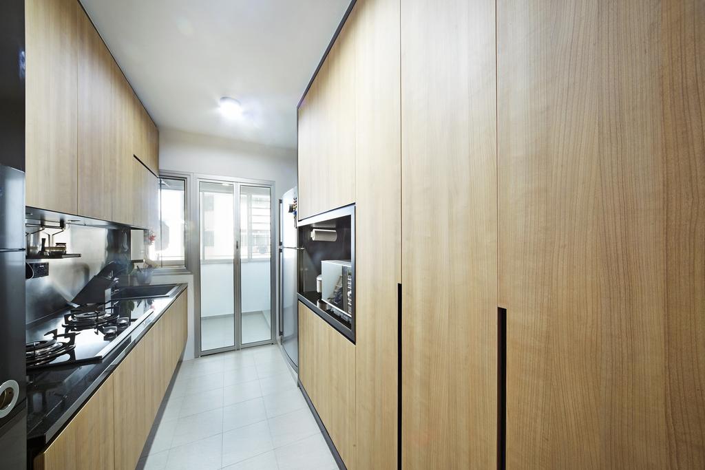 Scandinavian, HDB, Kitchen, Ghim Moh Link, Interior Designer, Free Space Intent, Laminates, Wooden Laminate, Full Length Window, Indoors, Interior Design, Appliance, Electrical Device, Oven