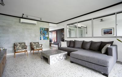 Ang Mo Kio, Free Space Intent, Eclectic, Living Room, HDB, Grey Sofa, Brown Coffee Table, Spotted Floor, Couch, Furniture, Building, Housing, Indoors, Cushion, Home Decor