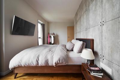 SkyTerrace @ Dawson, Fuse Concept, , , Bedroom, , Small Bedroom, Wooden Bed Frame, Japanese Inspired, Cement Tiled Panels, Cement Panels, Panels, Wall Mounted Tv, Indoors, Interior Design, Room