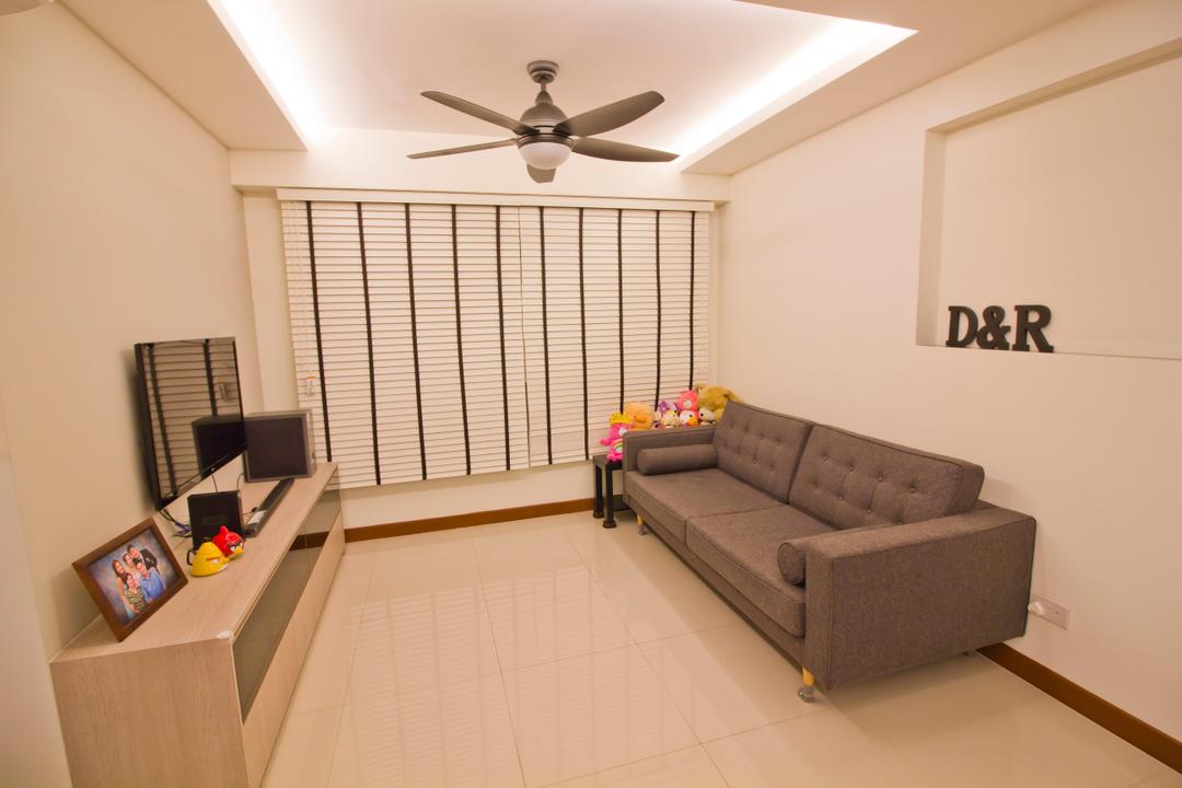 Punggol Drive (Block 664B), MET Interior, Modern, Living Room, HDB, Couch, Furniture, Electric Fan, Indoors, Interior Design