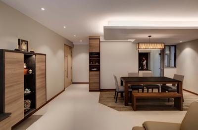 A Treasure Trove, Liid Studio, Modern, Dining Room, Condo, Hallway, Corridor, Expansive, Open Concept, Bench, Traditional Design, Indoors, Interior Design, Dining Table, Furniture, Table, Sideboard