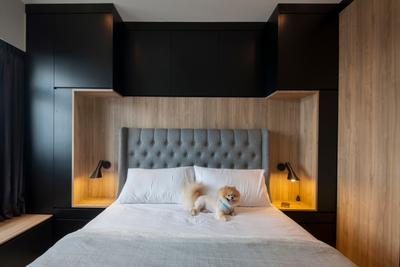 Punggol Drive (Block 663A), Posh Home, Contemporary, Bedroom, HDB, Animal, Canine, Chow, Dog, Mammal, Pet, Indoors, Interior Design, Bed, Furniture
