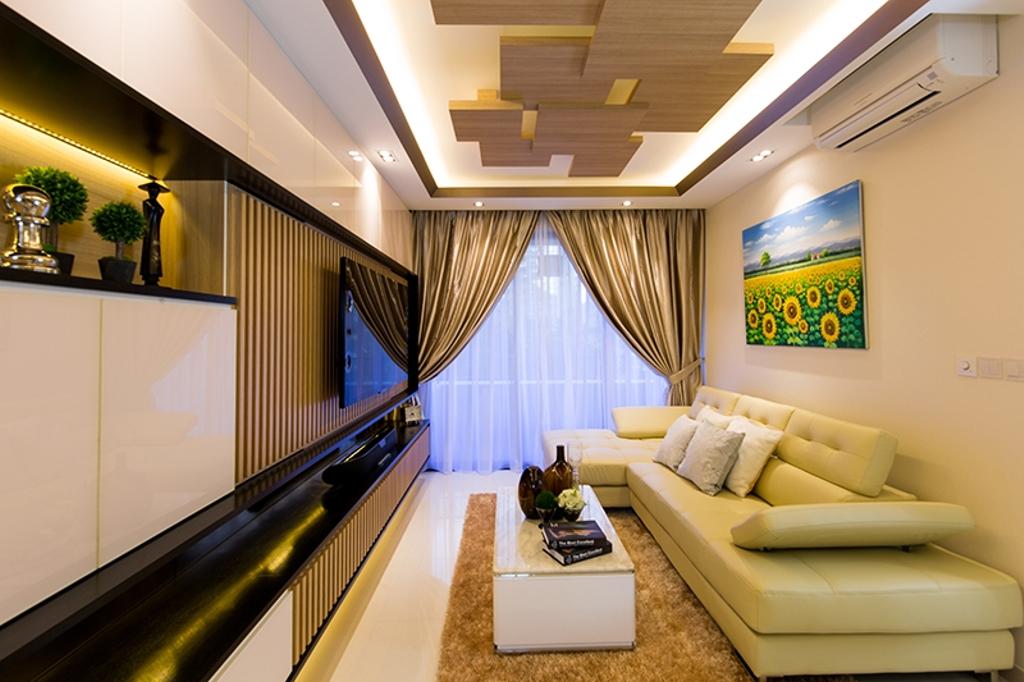 Modern, Condo, Living Room, Prive, Interior Designer, Thom Signature Design, Wood Ceiling, Curtains, Carpet