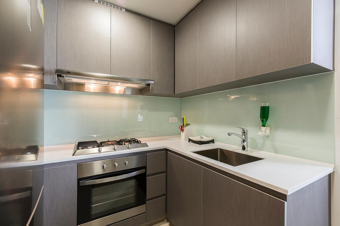 Flo Residence, VNA Design, Modern, Contemporary, Kitchen, Condo, Contemporary Kitchen, Wooden Kitchen Cabinets, Wooden Cupboard, White Laminate, Built In Oven, Sink, Indoors, Interior Design, Room, Appliance, Electrical Device, Oven