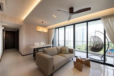Waterbay (Block 45A), Prozfile Design, Minimalist, Living Room, HDB, Couch, Furniture, Ball, Sphere, Indoors, Interior Design