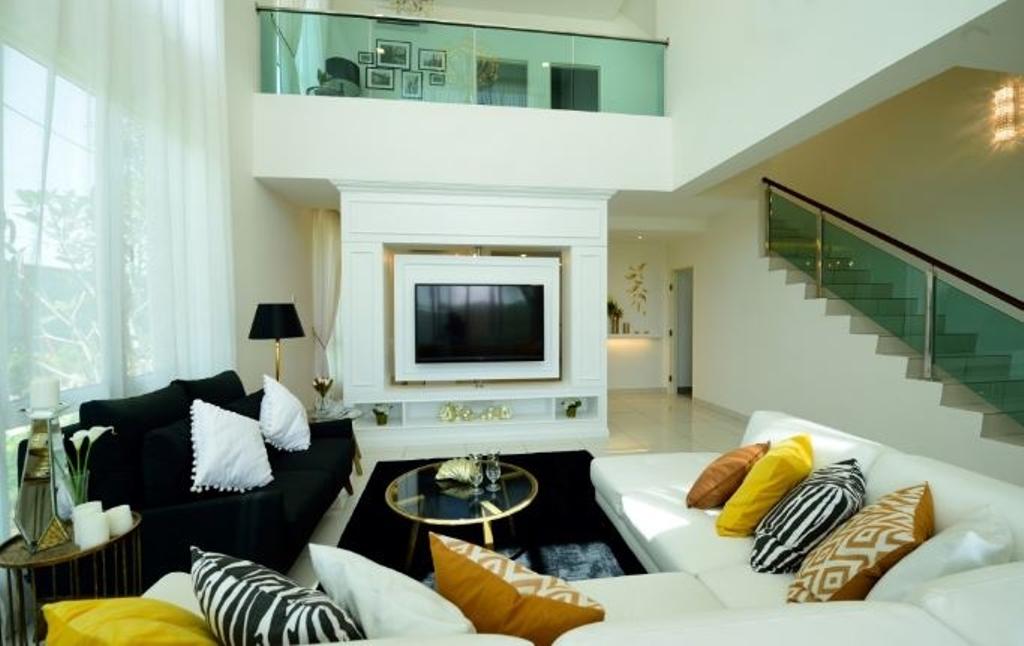 Modern, Condo, Living Room, Serena Residence Rawang RT1, Interior Designer, Nice Style Refurbishment, Indoors, Room, Electronics, Entertainment Center
