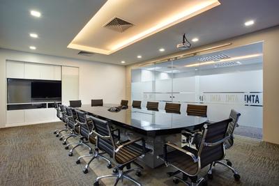 Jurong Office, D5 Studio Image, Traditional, Study, Commercial, Meeting Room, Boardroom, Meeting, 10 Seaters, Office, Recessed Lights, Concealed Lighting, Glass Door, Conference Room, Indoors, Room, Chair, Furniture, Electronics, Entertainment Center