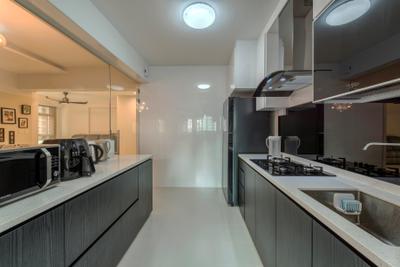 Rivervale Crescent (Block 162A), 9 Creation, , Kitchen, , Ceramic Floor, Ceiling Lights, Wooden Kitchen Cabinets, Wooden Cupboard, White Laminate, Indoors, Interior Design, Room, Appliance, Electrical Device, Microwave, Oven
