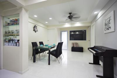 Bedok, Space Concepts Design, Modern, Dining Room, HDB, Modern Contemporary Dining Room, Dining Table, Dining Chair, Mini Ceiling Fan, Recessed Lights, Furniture, Table, Indoors, Interior Design, Room