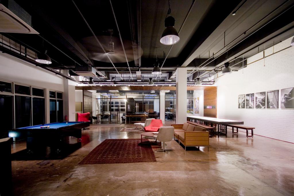 Aamer's Office, Commercial, Architect, Aamer Architects, Contemporary, Carpet, Pool Table, Concrete Floor, White Wall, Hanging Light, Pendant Lights, Human, People, Person, Light Fixture, Flooring