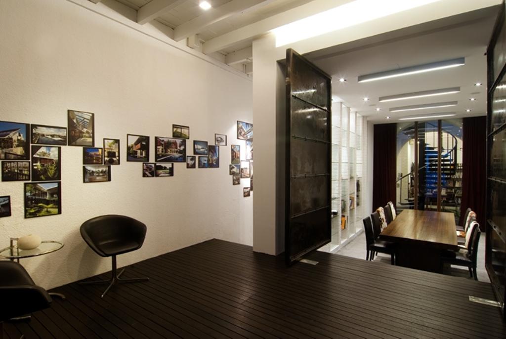 Sophia Office, Commercial, Architect, Aamer Architects, Contemporary, Ceiling Light, Wooden Flooring, Brown Floor, White Wall, Portrait, Wall Portrait, Swivel Chair, Conference Room, Indoors, Meeting Room, Room, Dining Room, Interior Design
