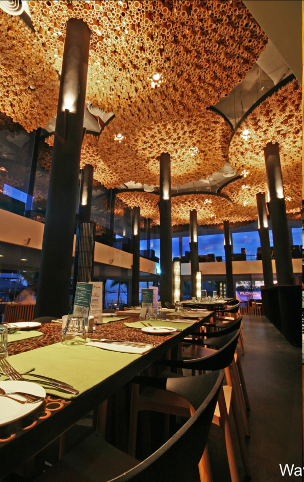 Wavehouse Sentosa, Commercial, Architect, EZRA Architects, Contemporary, False Ceiling, High Ceiling, Wooden Flooring, Wooden Chair, Restaurant