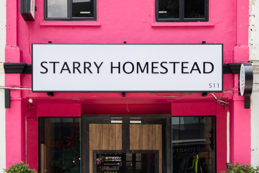 Starry Homestead Balestier Showroom, Starry Homestead, Modern, Commercial, Awning, Canopy, Hardwood, Stained Wood, Wood