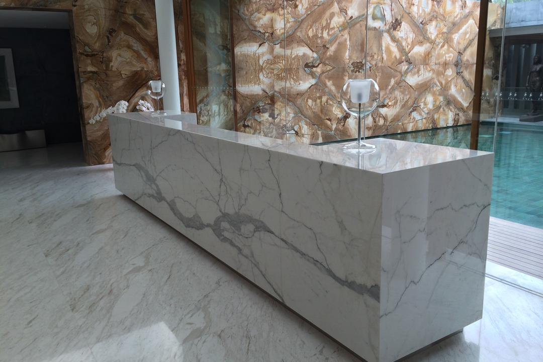 Gallop Park Road, Greg Shand Architects, Modern, Landed, Wall Painting, White Marble Floor, Bar Counter, Glass Wall, Wall Art, Marble Countertop