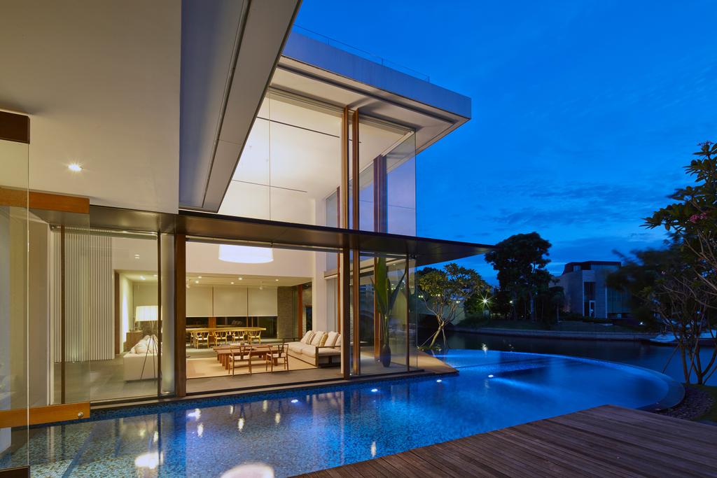 Modern, Landed, Cove Way 1, Architect, Greg Shand Architects, Glass Wall, Indoor Pool, Private Pool, Wooden Platform, Building, House, Housing, Villa