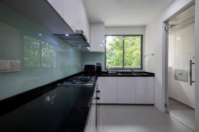 Adam Park, Metamorph Design, Minimalist, Modern, Kitchen, Condo, Contemporary Kitchen, White Kitchen Cabinets, White Kitchen Cupboard, Black Laminated Top