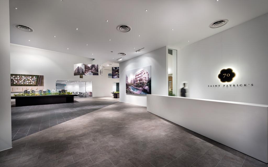 UOL Fractal Gallery, Commercial, Architect, Ministry of Design, Contemporary, Entrance, White Ceiling, Counter, Concrete Floor, White Wall, Signage, Recessed Lights, Art, Art Gallery
