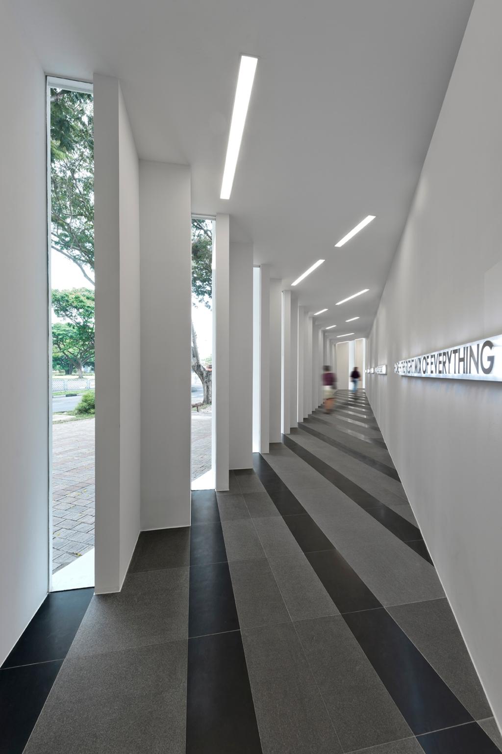 UOL Edge, Commercial, Architect, Ministry of Design, Modern, Pillars, White Ceiling, Ceiling Light, White Pillars, Grey Floor, Corridor