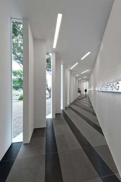 UOL Edge, Ministry of Design, Modern, Commercial, Pillars, White Ceiling, Ceiling Light, White Pillars, Grey Floor, Corridor