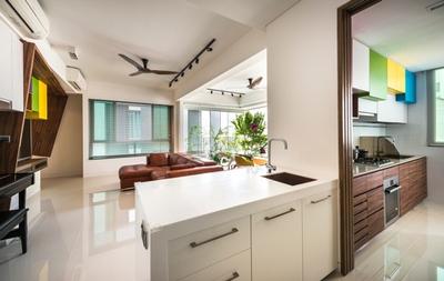 St Patrick Residences, Prozfile Design, Contemporary, Condo, Wooden Fan, Wood Fan, Track Light, Track Lighting, Colourful Cabinet, Trackie, White Cabinet, Wooden Cabinets