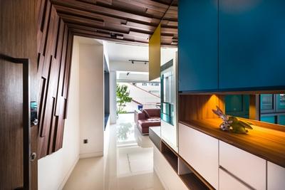 St Patrick Residences, Prozfile Design, Contemporary, Condo, Display Cabinet, Storage, Wood Ceiling, Wooden Feature Wall, Concealed Lighting, Feature Wall, Corridor