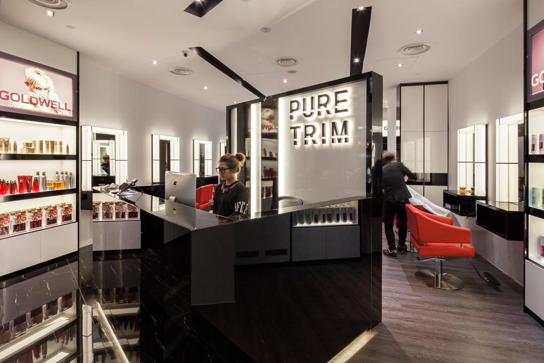 Pure Trim Hair Studio, De Style Interior, Contemporary, Commercial, Human, People, Person, Pantry, Shelf, Collage, Poster