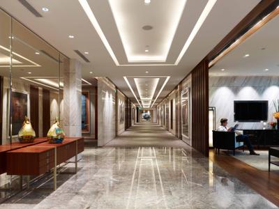 Bank of Singapore, TOPOS Design Studio, Modern, Commercial, Recessed Lights, False Ceiling, Concealed Lighting, Concealed Lights, White Marble Floor, Mirror, Full Length Mirror, Reddish Brown Cabinets, White Kitchen Cabinets, Furniture, Sideboard, Indoors, Reception, Reception Room, Room, Waiting Room